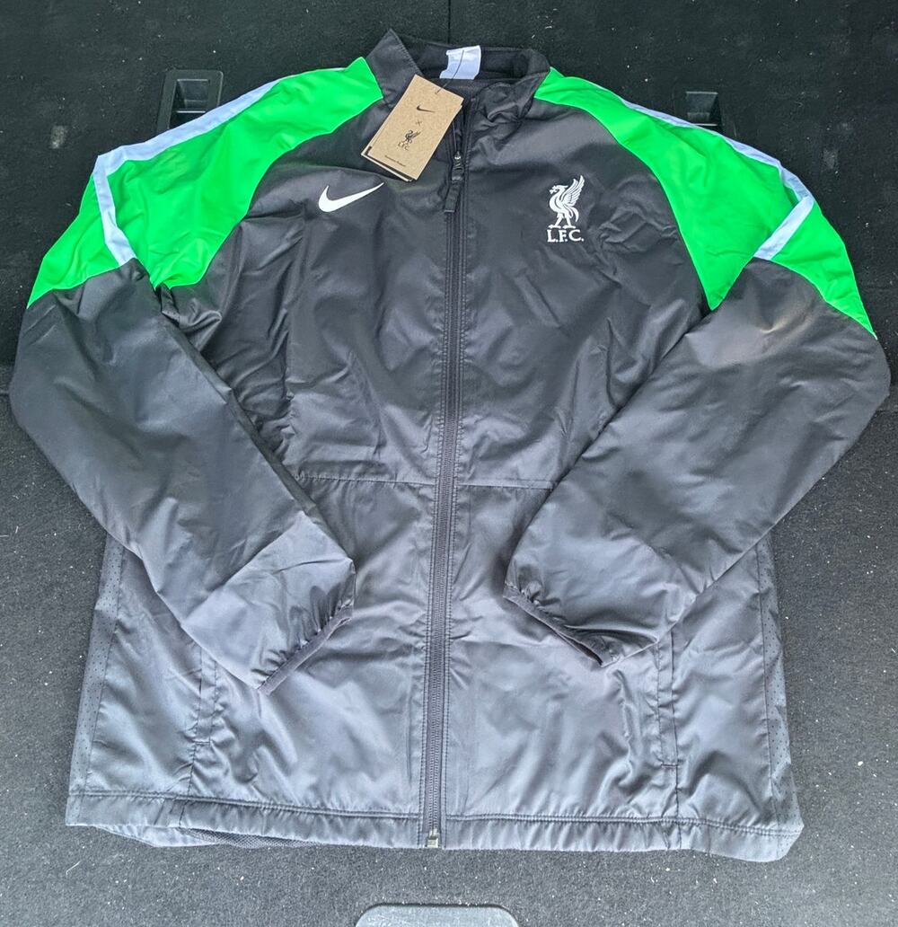 Nike Liverpool FC Jacket Hoodie Soccer Black Green Rainbreaker Dv4716-010, Men M